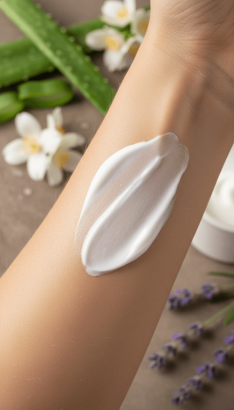 Moisturising lotion demonstrating skin hydration and nourishment